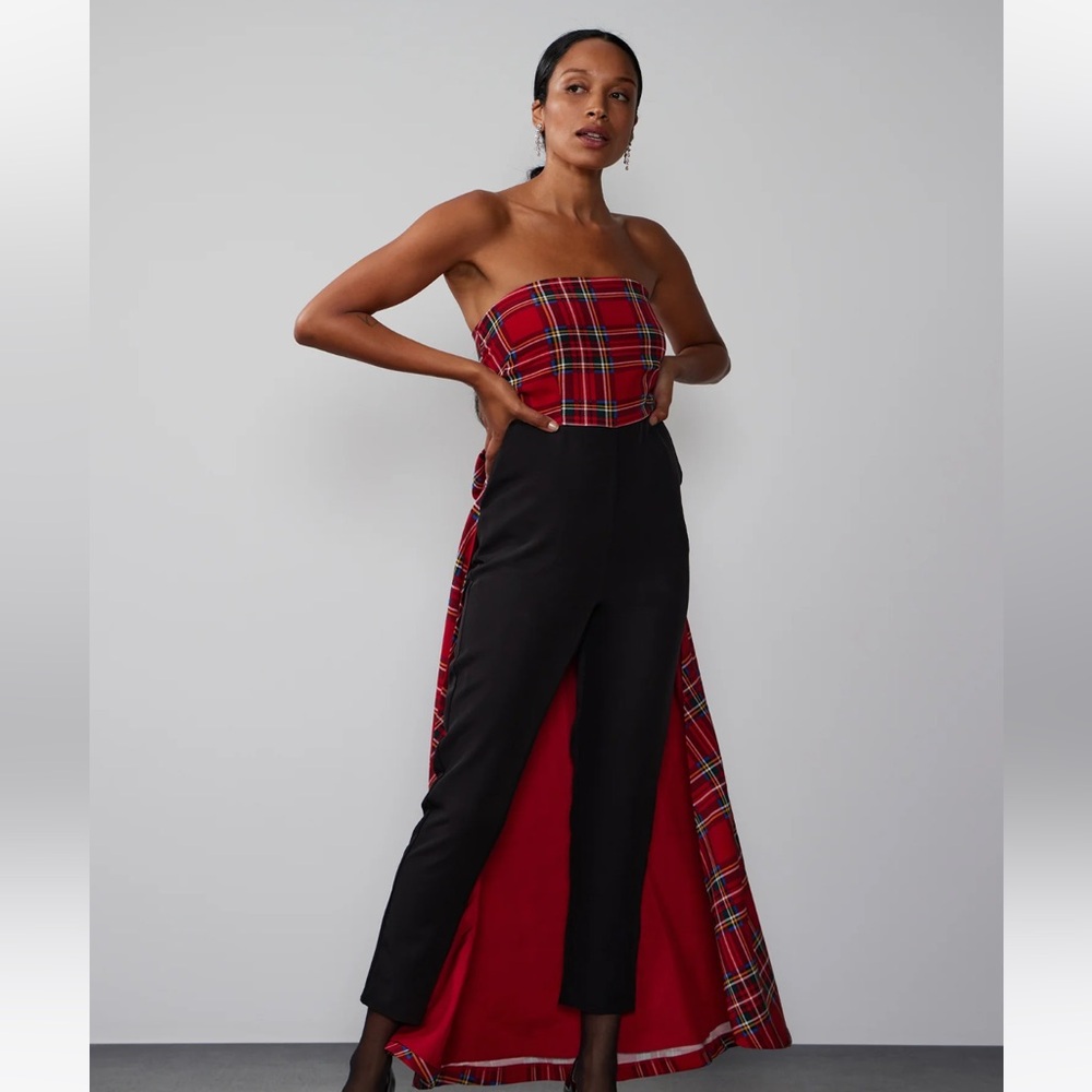 Red Plaid Tartan Jumpsuit